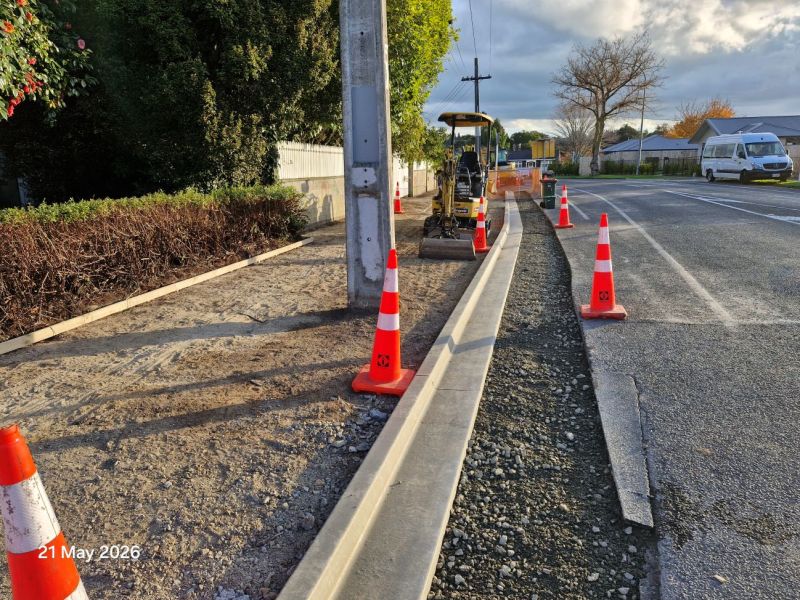Kerb and channel construction for Maeroa Rd/Ulster St