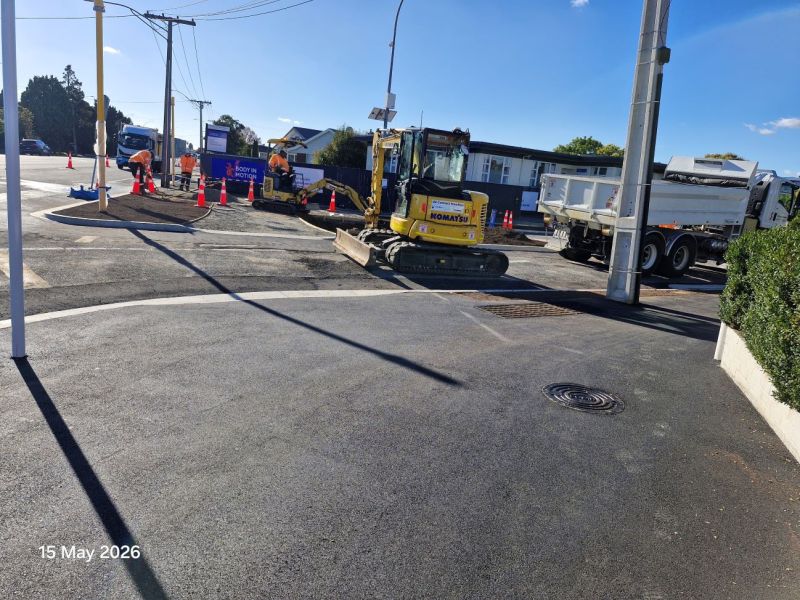 Intersection upgrade construction work for Maeroa Rd/Ulster St 